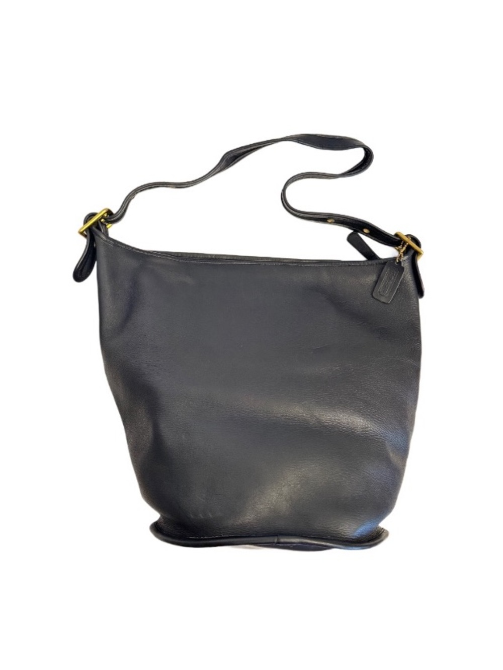Coach RARE Vintage "Glue In" Made In New Your City Black Leather Feed Sac Duffel